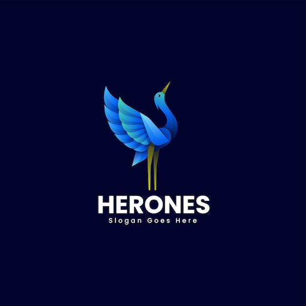 Vector Logo Illustration Heron Gradient Colorful Style