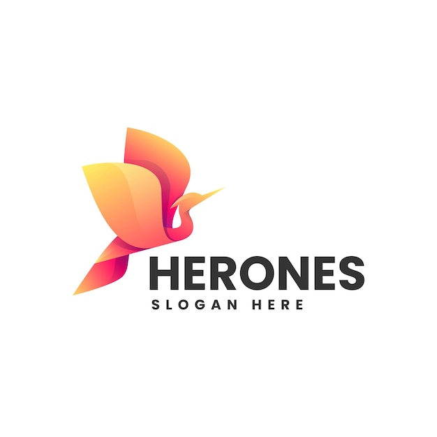 Vector Logo Illustration Heron Gradient Colorful Style