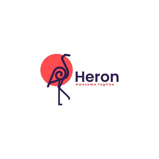 Vector Logo Illustration Heron Line Art Style