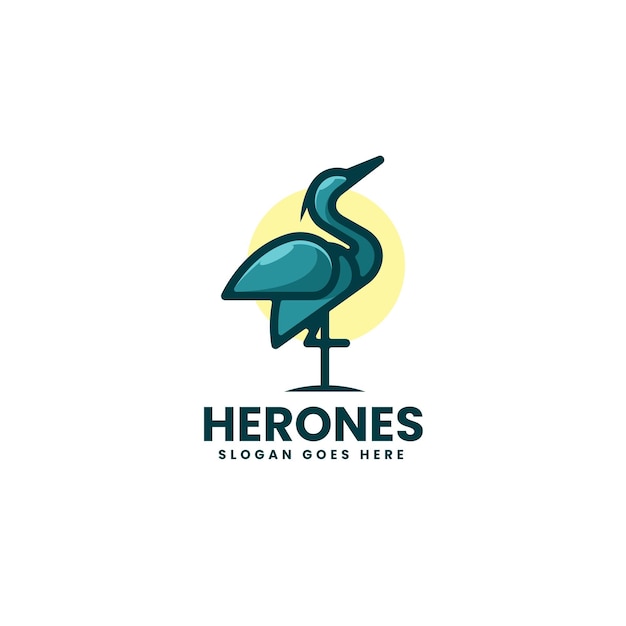 Vector Logo Illustration Heron Line Art Style