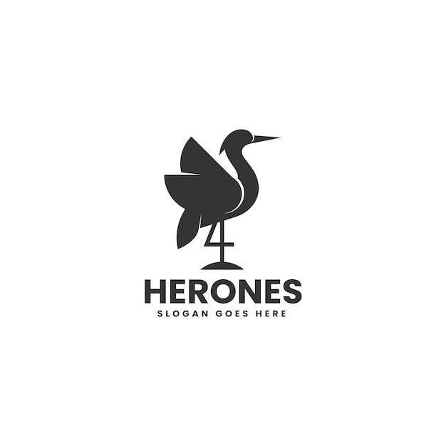 Vector Logo Illustration Heron Silhouette Style