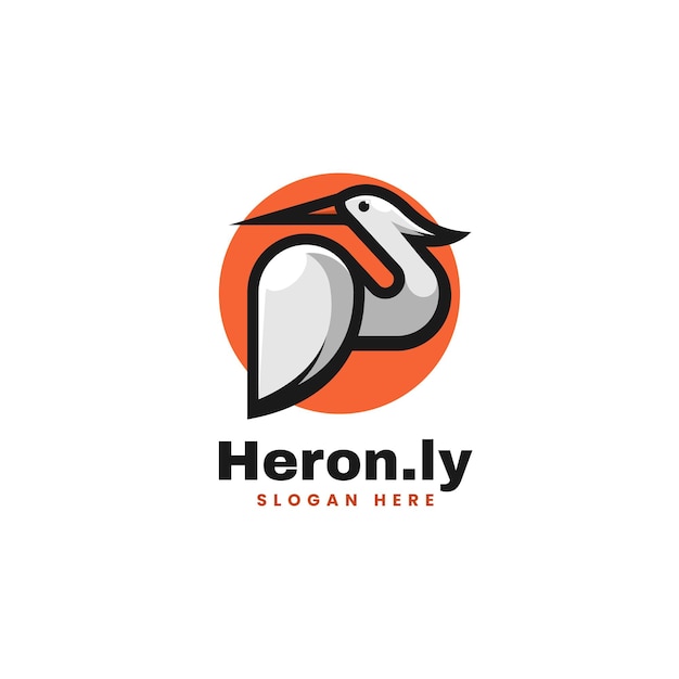 Vector Logo Illustration Heron Simple Mascot Style