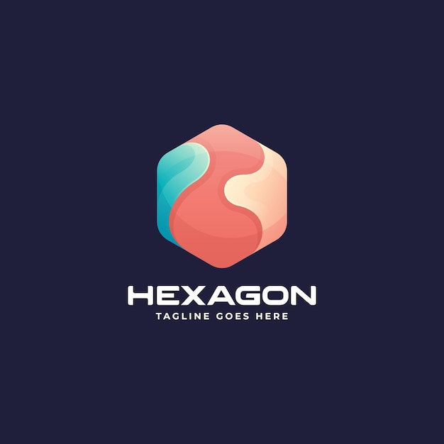 Vector Logo Illustration Hexagon Gradient Colorful Style