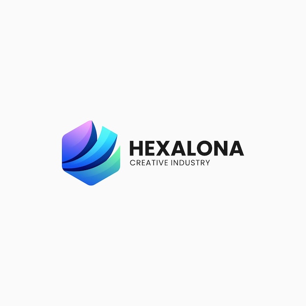 Vector Logo Illustration Hexagon Gradient Colorful Style