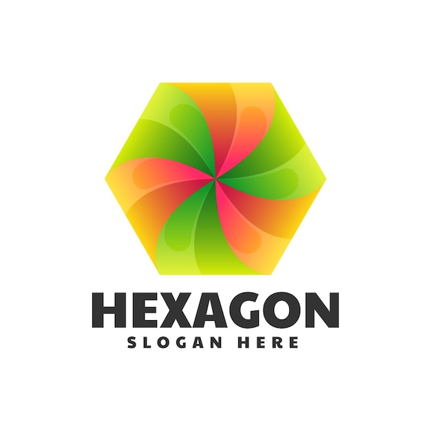 Vector Logo Illustration Hexagon Gradient Colorful Style