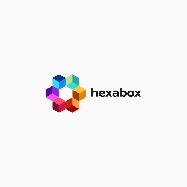 Vector Logo Illustration Hexagon Simple Colorful Style