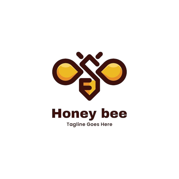 Vector Logo Illustration Honey Bee Simple Mascot Style