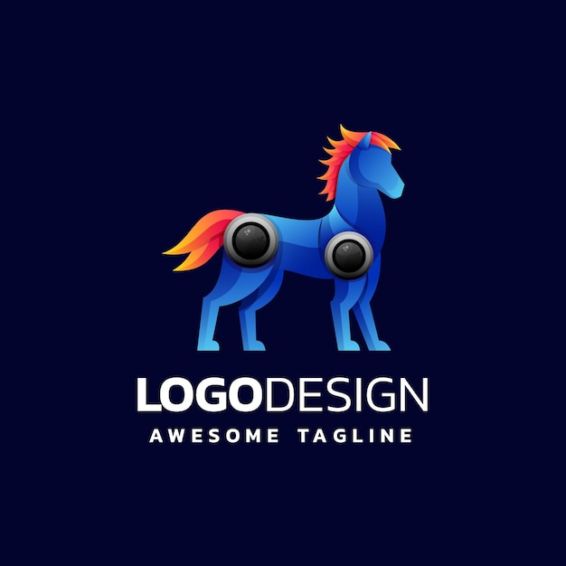 Vector Logo Illustration Horse Gradient Colorful Style