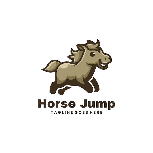 Vector Logo Illustration Horse Jump Mascot Style