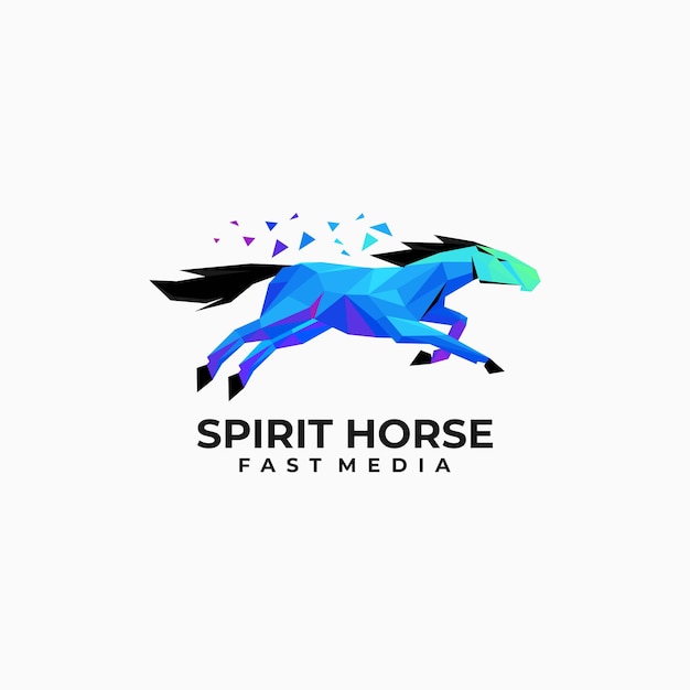 Vector Logo Illustration Horse Low Poly Gradient Style