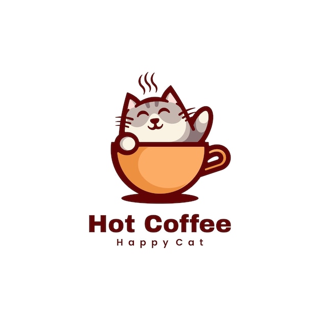 Vector vector logo illustration hot coffee mascot cartoon style