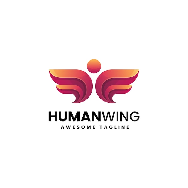 Vector Logo Illustration Human Wing Gradient Colorful Style