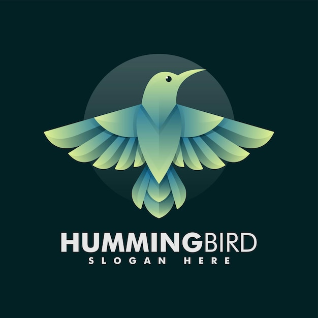 Vector Logo Illustration Hummingbird Gradient Colorful Style