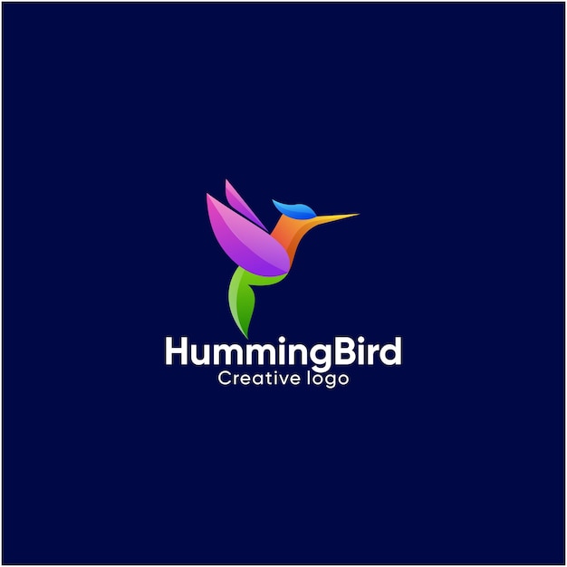 Vector logo illustration hummingbird gradient colorful