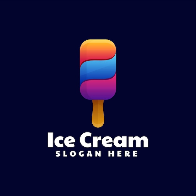 Vector Logo Illustration Ice Cream Gradient Colorful Style