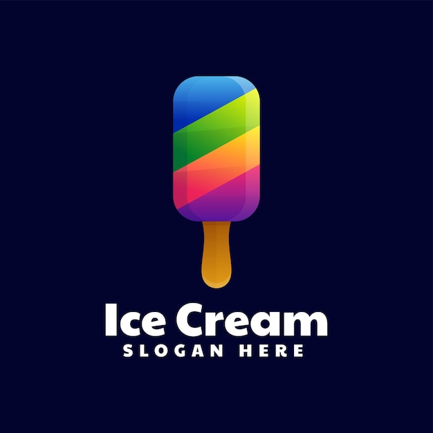 Vector Logo Illustration Ice Cream Gradient Colorful Style