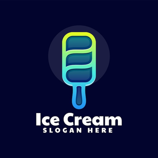 Vector Logo Illustration Ice Cream Line Art Gradient Style