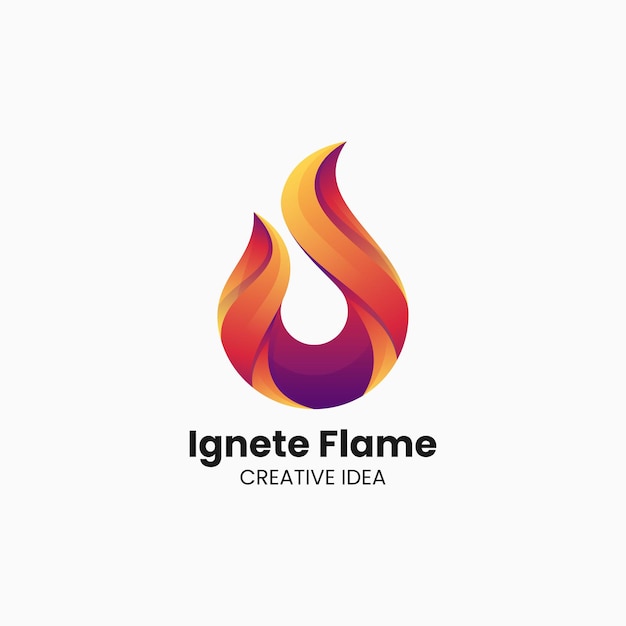 Vector Logo Illustration Ignite Flame Gradient Colorful Style