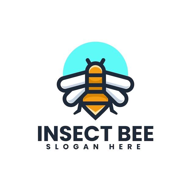 Vector Logo Illustration Insect Bee Simple Mascot Style