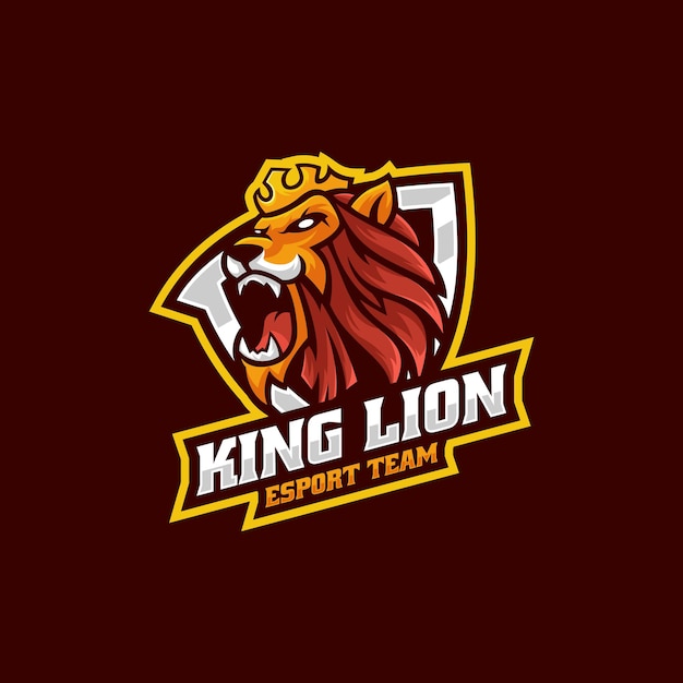 Vector Logo Illustration King Lion E Sport and Sport Style