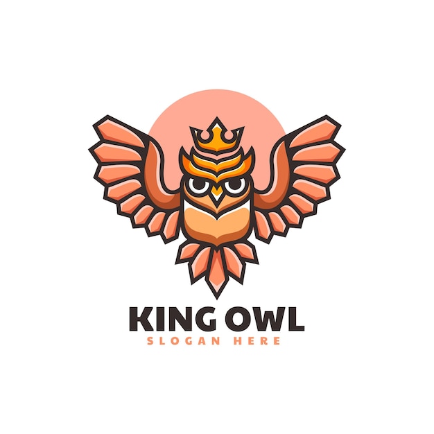 Vector Logo Illustration King Owl Simple Mascot Style