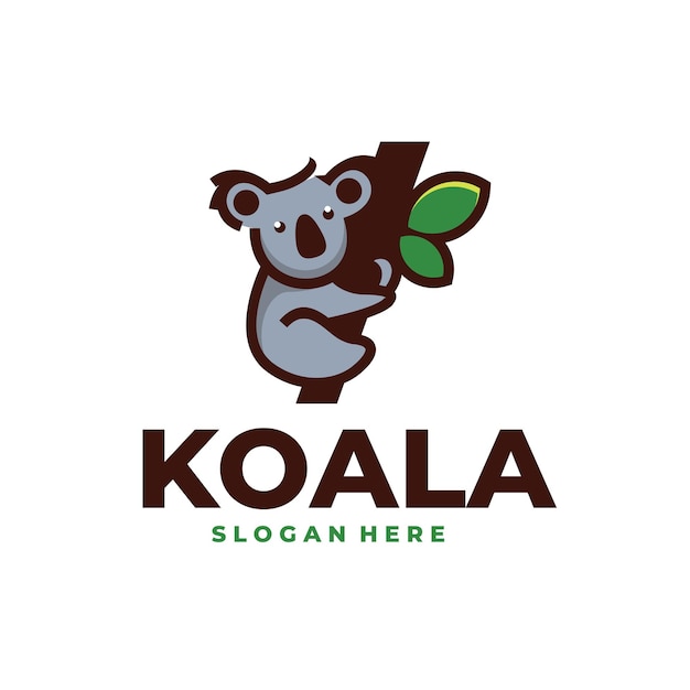 Vector Logo Illustration Koala Mascot Cartoon Style