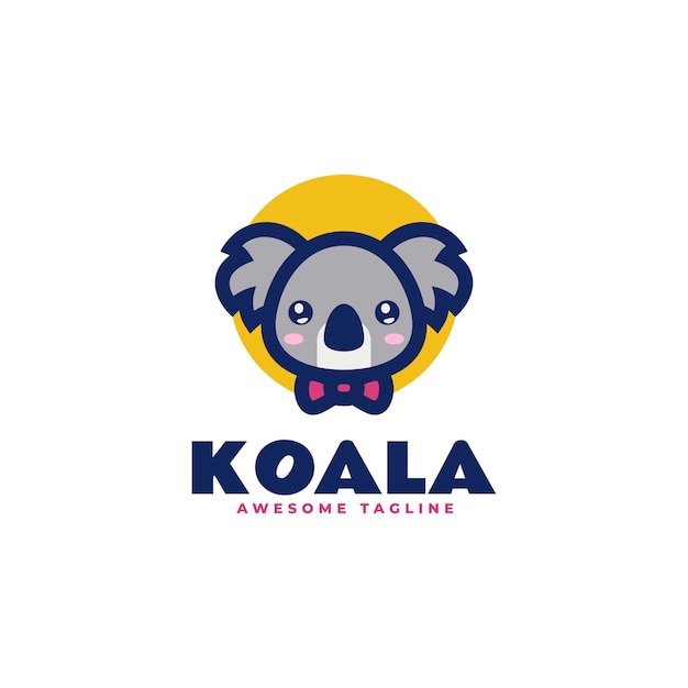 Vector Logo Illustration Koala Mascot Cartoon Style