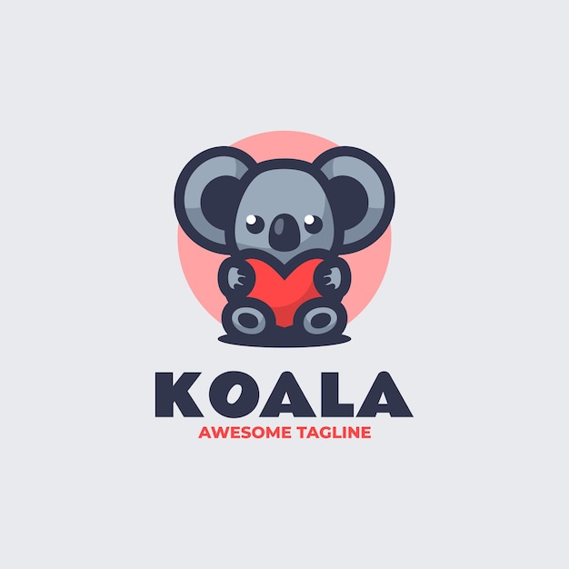 Vector Logo Illustration Koala Mascot Cartoon Style