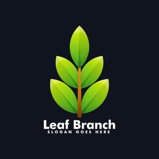 Vector Logo Illustration Leaf Branch Gradient Colorful Style