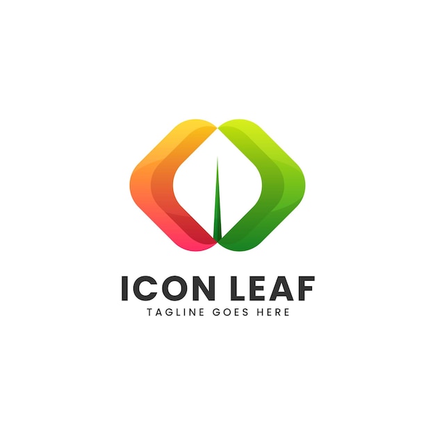 Vector Logo Illustration Leaf Gradient Colorful Style