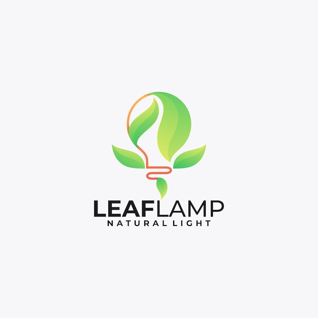 Vector Logo Illustration Leaf Lamp Gradient Colorful Style