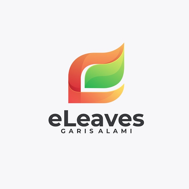 Vector Logo Illustration Leaves Gradient Colorful Style