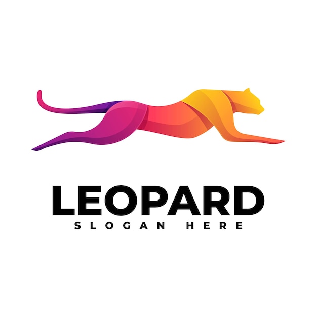 Vector Logo Illustration Leopard Gradient Colorful Style.