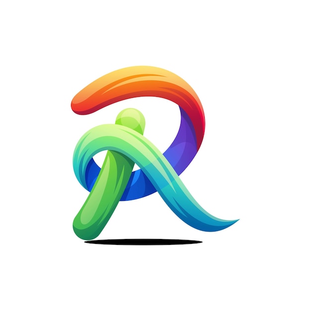 Vector Logo Illustration Letter R Gradient Colorful Style