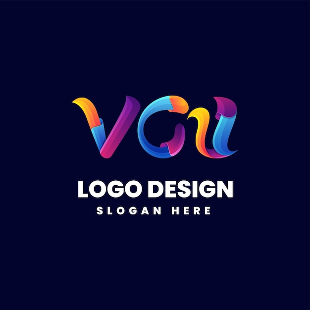 Vector logo illustration Letter V C U gradient colorful style