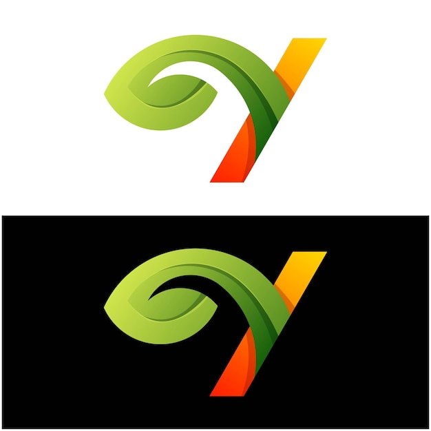 Vector logo illustration letter y leaf gradient colorful style