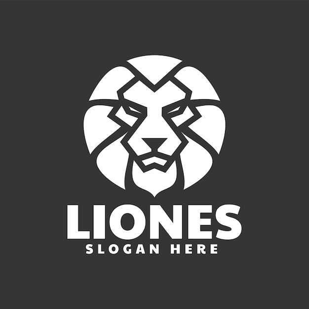 Vector Logo Illustration Lion Line Art Style