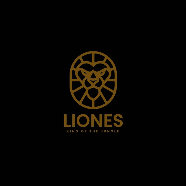 Vector Logo Illustration Lion Line Art Style