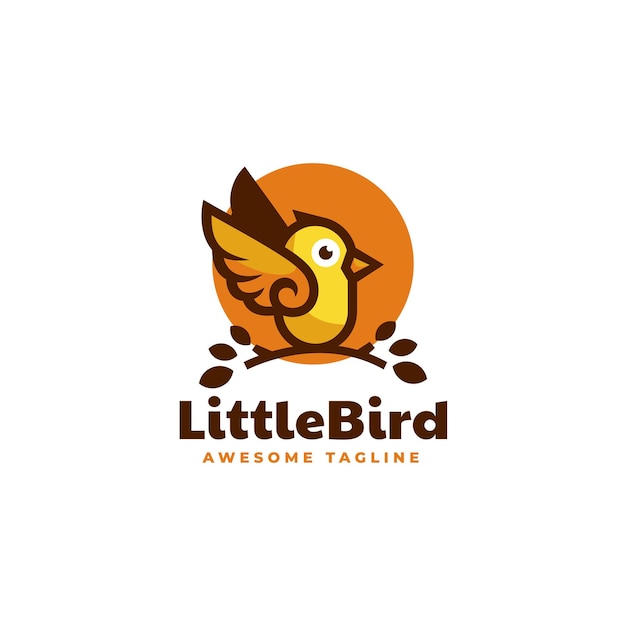 Vector Logo Illustration Little Bird Simple Mascot Style