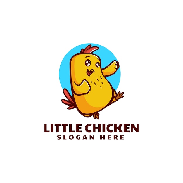 Vector Logo Illustration Little Chicken Mascot Cartoon Style