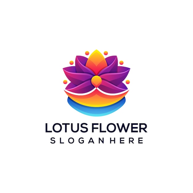 Vector Logo Illustration Lotus Flower Gradient Colorful Style