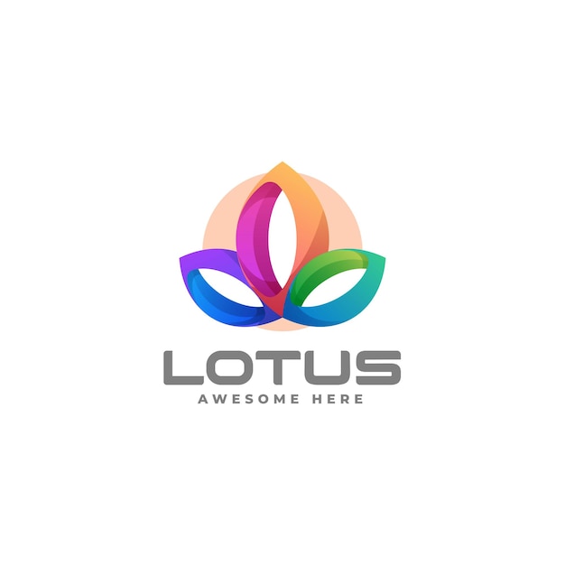 Vector Logo Illustration Lotus Gradient Colorful Style