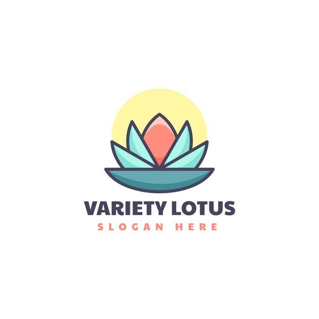 Vector Logo Illustration Lotus Simple Mascot Style