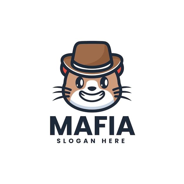 Vector Logo Illustration Mafia Mascot Cartoon Style