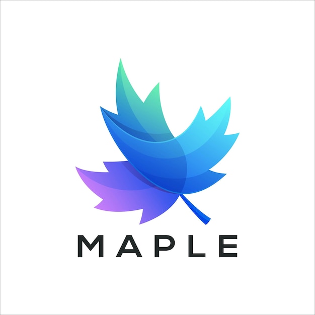 Vector Logo Illustration Maple Leaf Gradient Colorful Style