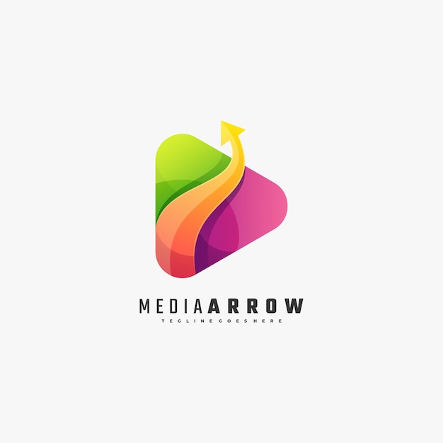 Vector Logo Illustration Media Arrow Gradient Colorful Style.