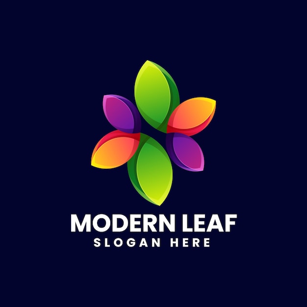 Vector Logo Illustration Modern Leaf Gradient Colorful Style