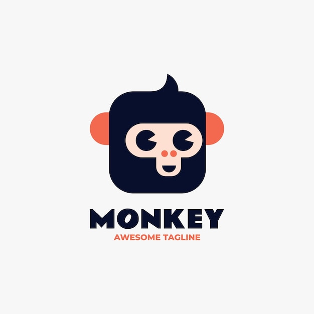 Vector Logo Illustration Monkey Flat Modern Style