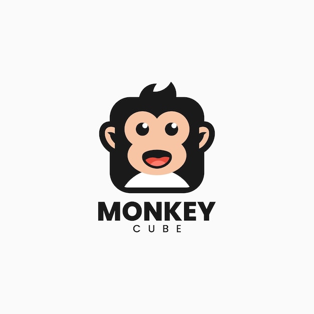 Vector Logo Illustration Monkey Mascot Cartoon Style