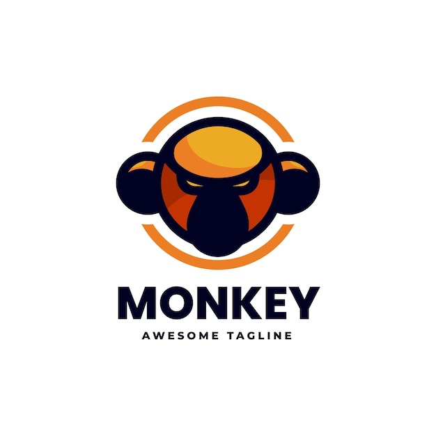 Vector Logo Illustration Monkey Simple Mascot Style